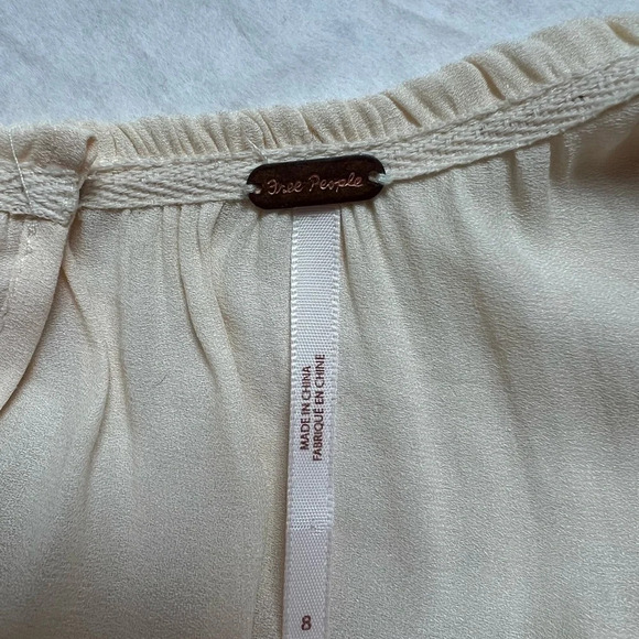 Free People Aida Romper Women’s Size 8 Cream & Black Balloon Puff Sleeve Slits - Picture 9 of 10